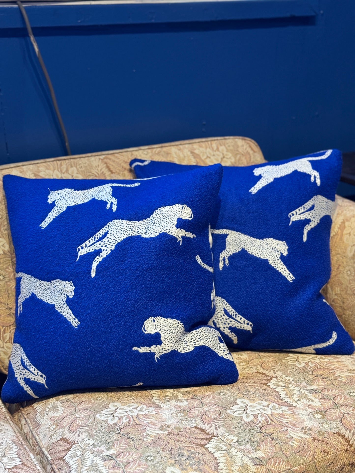 Blue Leopard Cushion 45x45cm