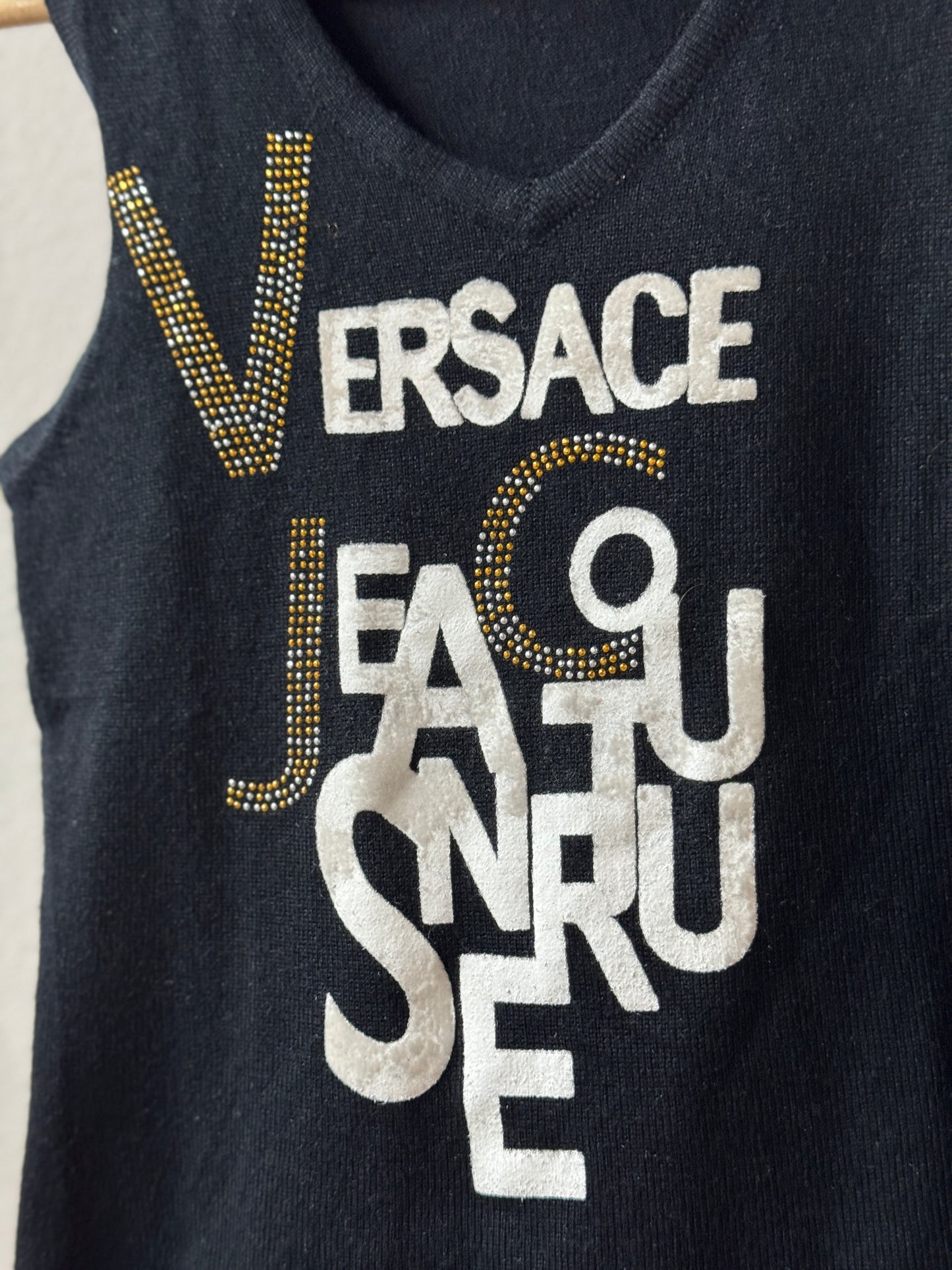 Versace Jeans Couture Rhinestone Knit Tank