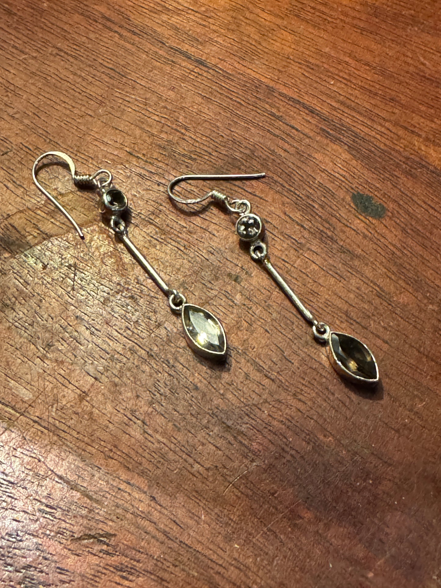 Vintage Sterling Silver & Smoky Quartz Drop Earrings – 925