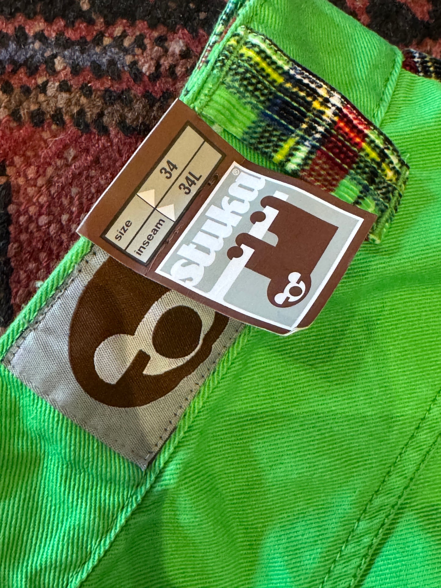 Stuka Parachute Pants – Green with Tartan Panels