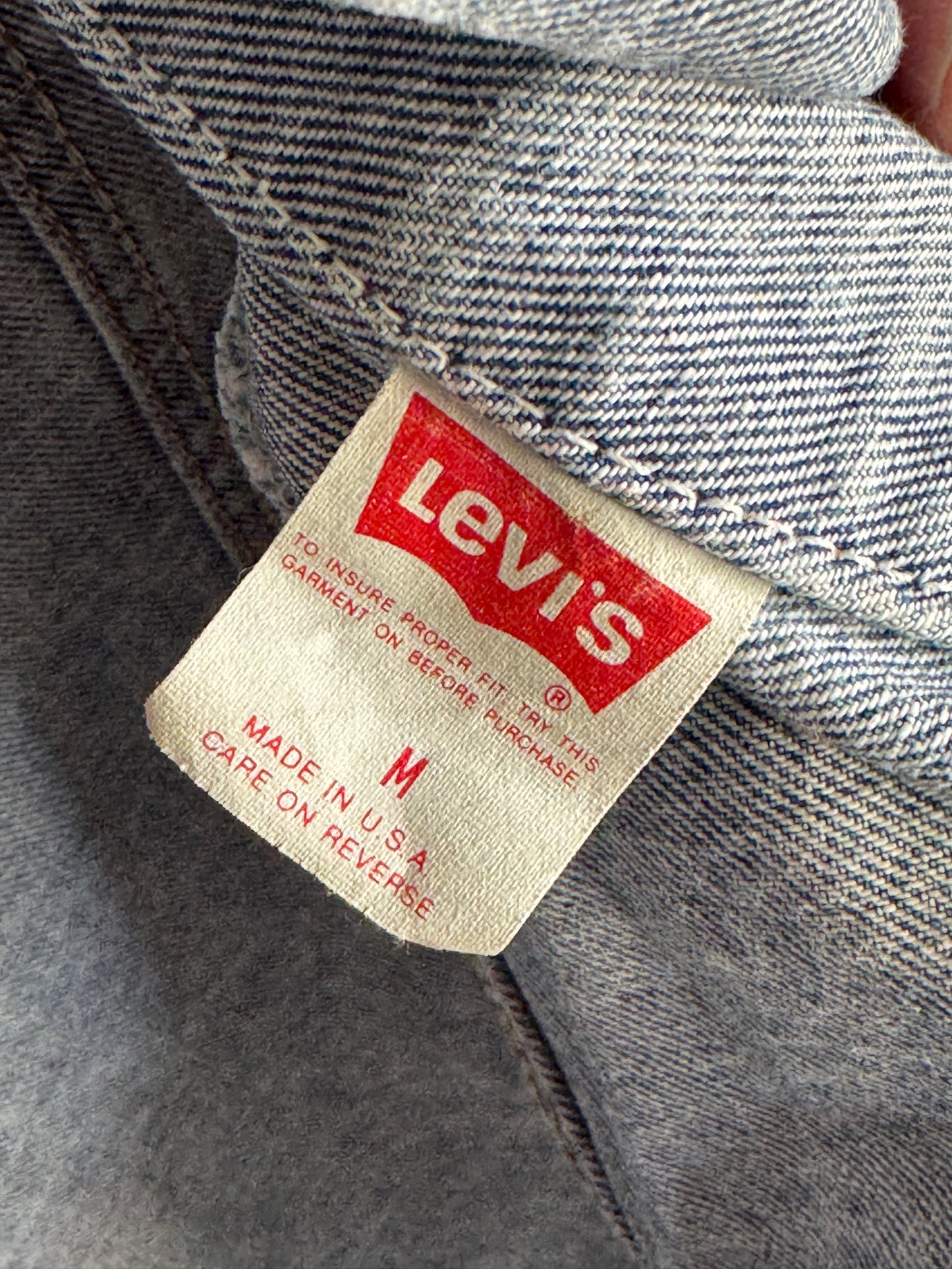 Vintage Levi’s Acid Wash Denim Vest w/ Quilted Faux Leather Shoulders – Made in USA