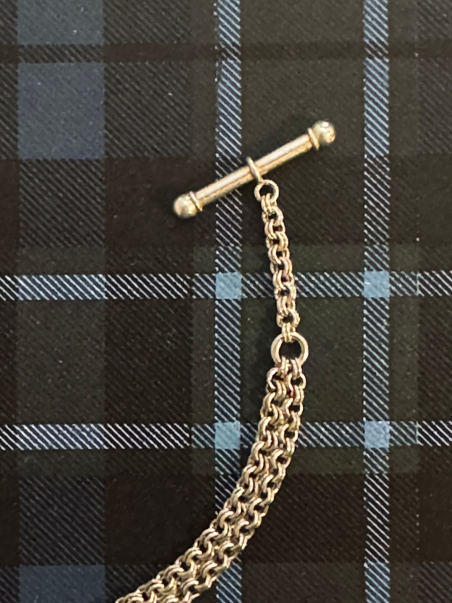 Vintage Sterling Silver Double Albert Watch Chain – T-Bar & Dog Clip