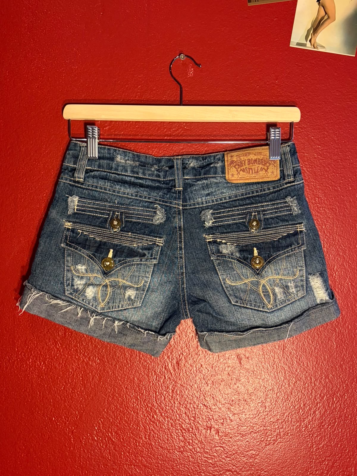 Y2K Sky Bomber Distressed Denim Shorts (AU 6-8)