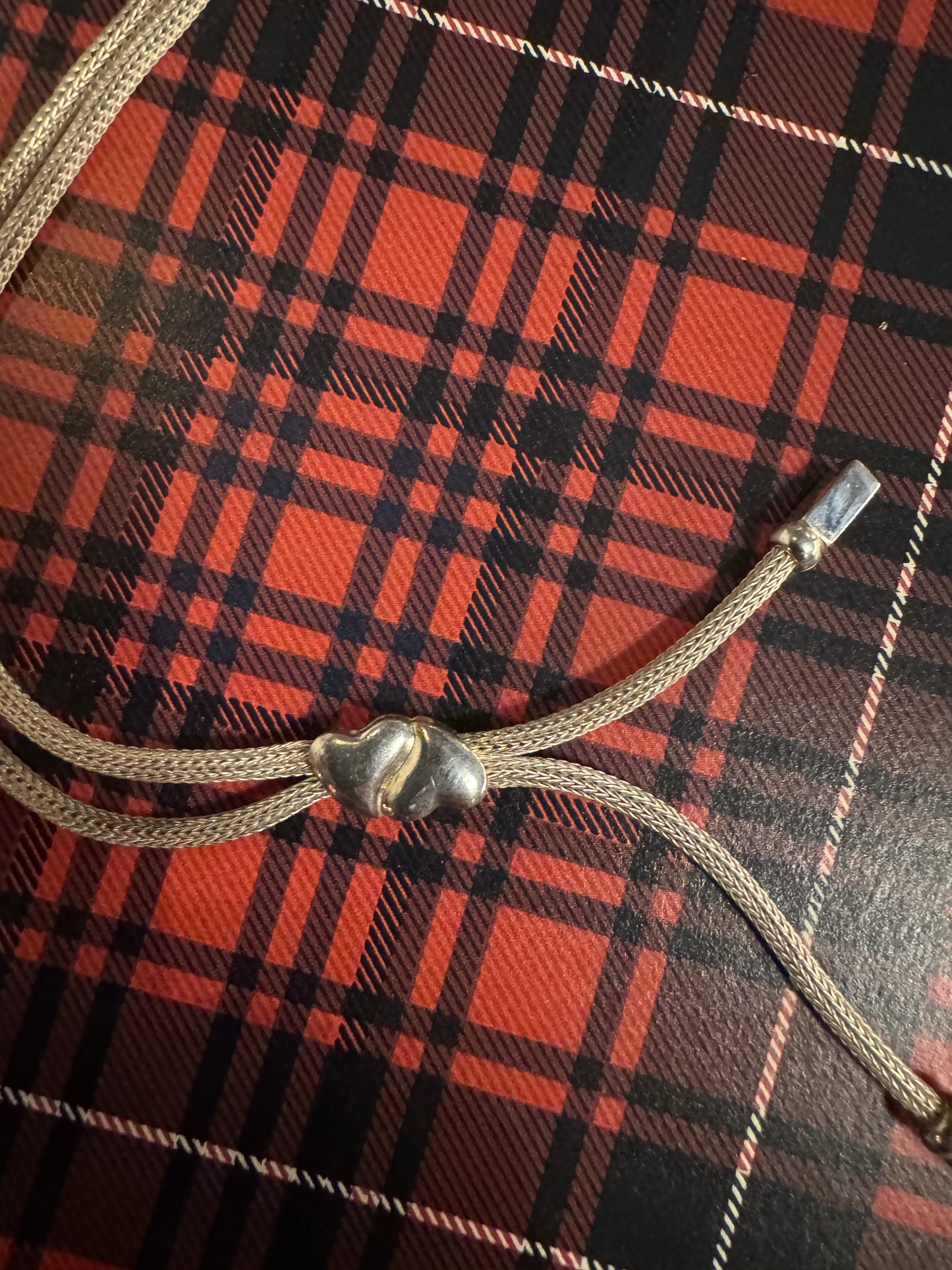 Vintage Sterling Silver Mesh Necklace with Fixed Heart Detail – 925