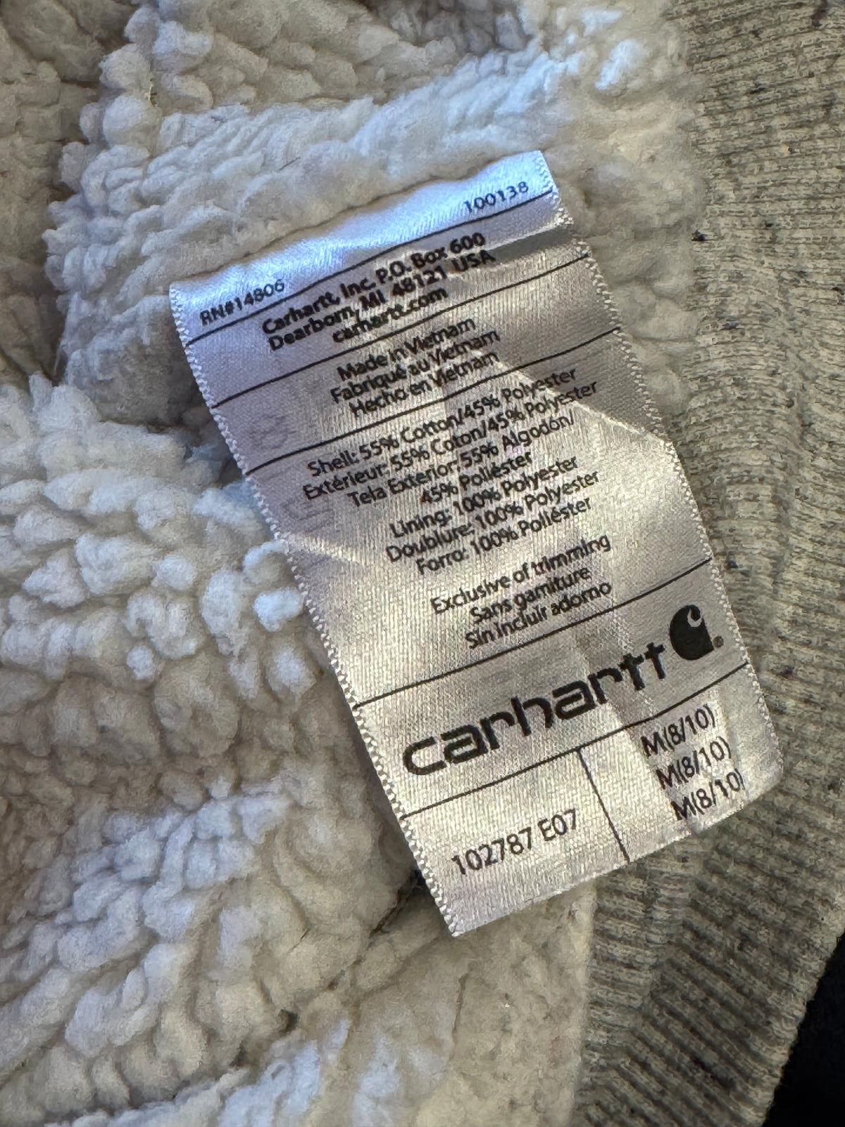 Vintage Carhartt Sherpa Lined Full Zip Hoodie (M)