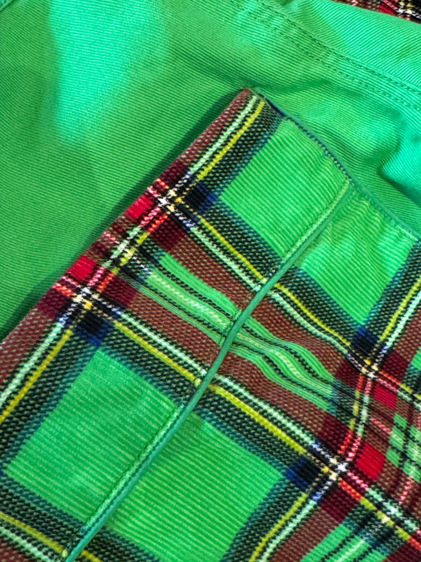 Stuka Parachute Pants – Green with Tartan Panels