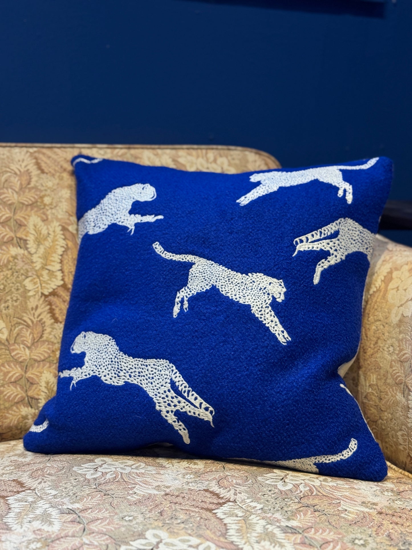 Blue Leopard Cushion 45x45cm