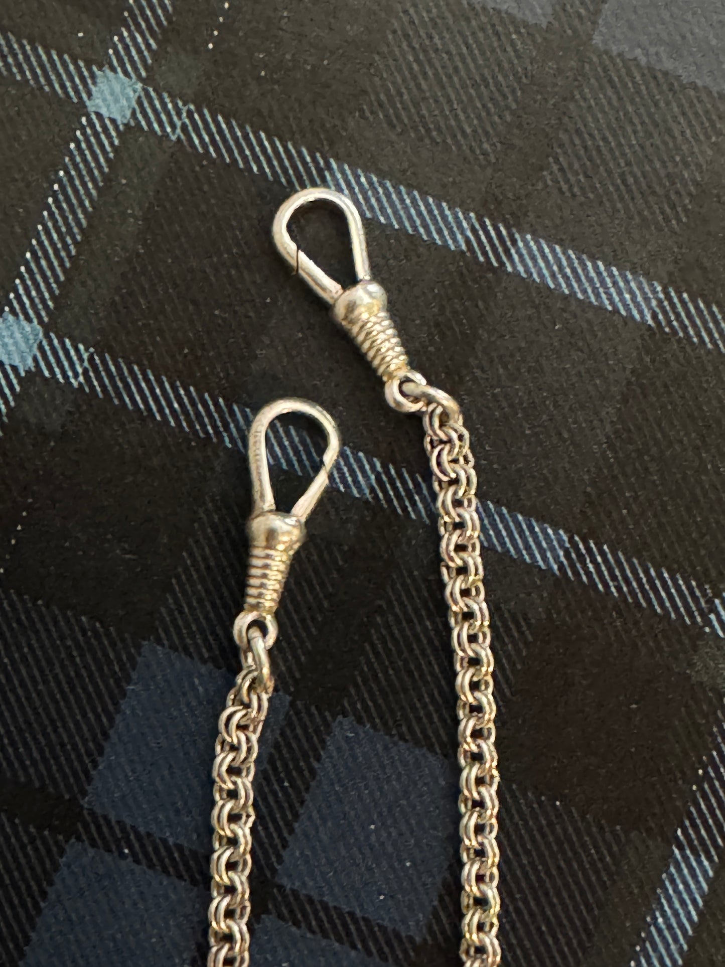 Vintage Sterling Silver Double Albert Watch Chain – T-Bar & Dog Clip