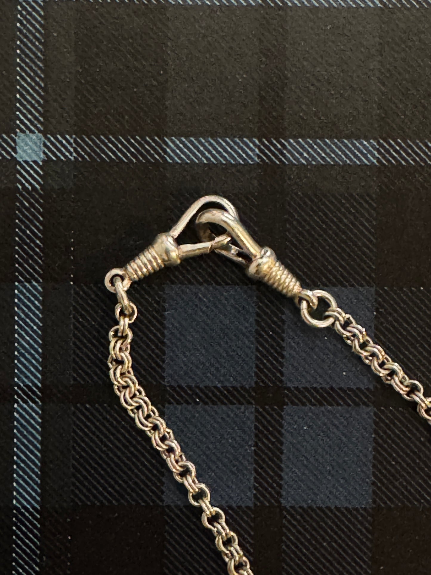 Vintage Sterling Silver Double Albert Watch Chain – T-Bar & Dog Clip