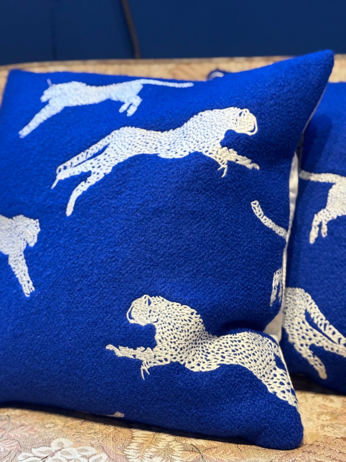 Blue Leopard Cushion 45x45cm