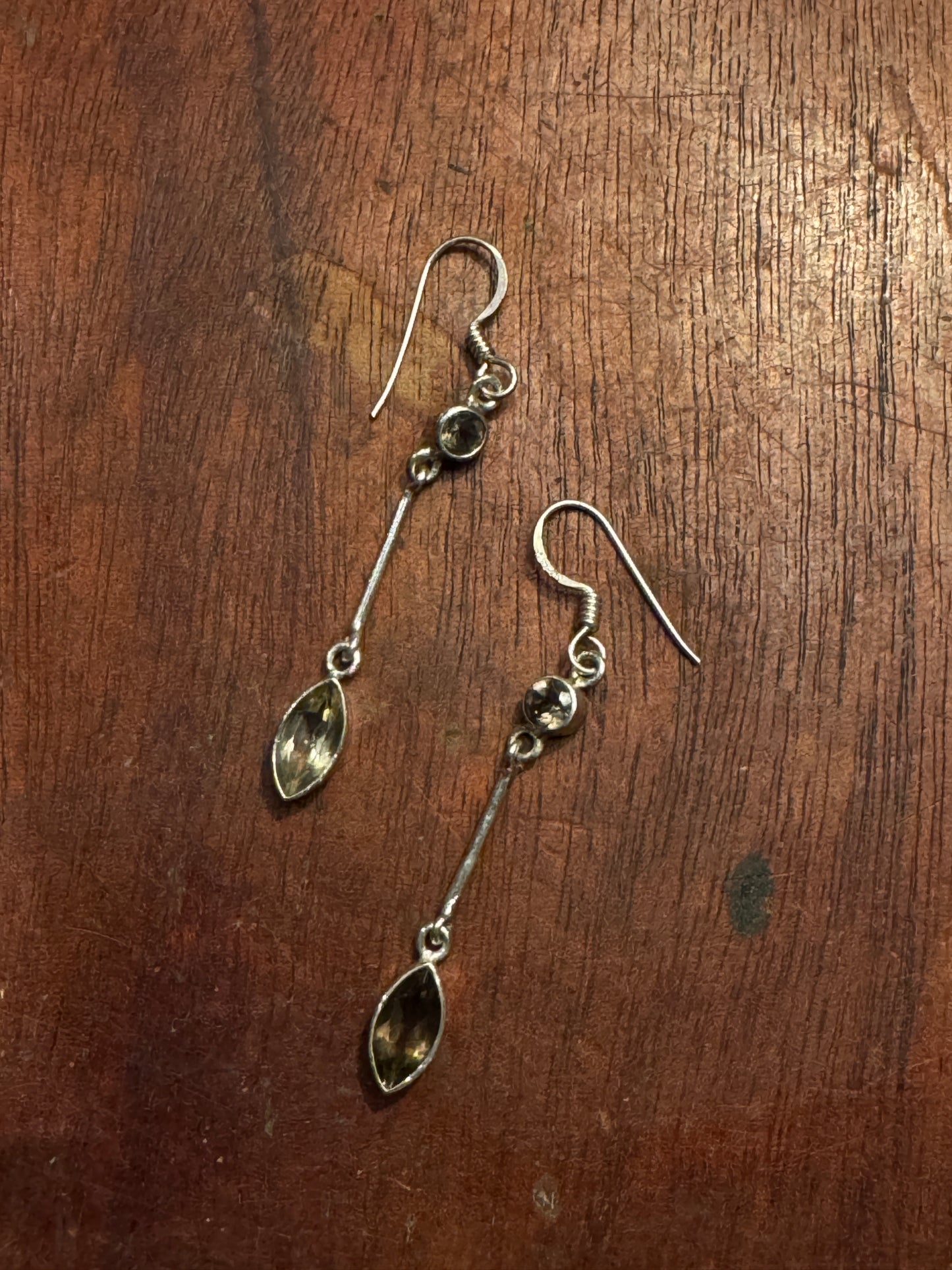 Vintage Sterling Silver & Smoky Quartz Drop Earrings – 925