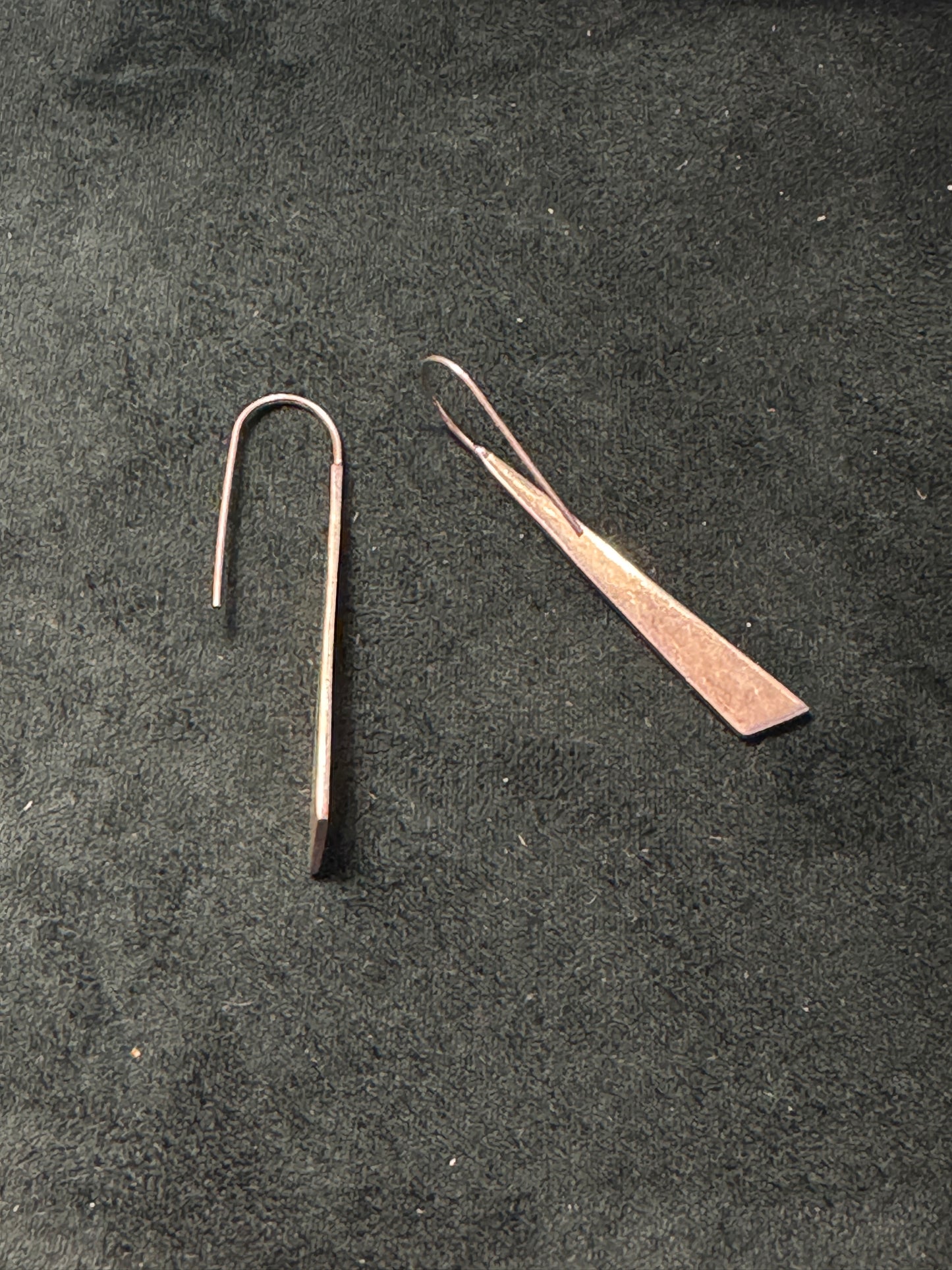 Vintage Modernist Sterling Silver Earrings – Minimalist Geometric Drop, 925