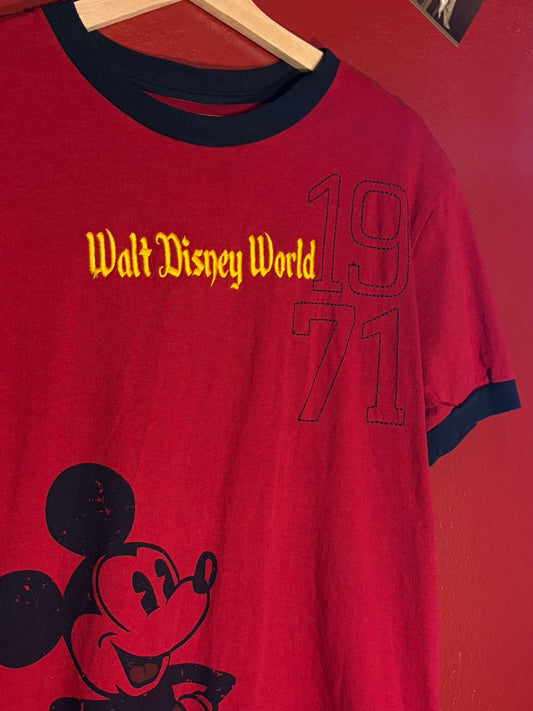 Vintage Style Walt Disney World 1971 Mickey Mouse Ringer T-Shirt - Size XL