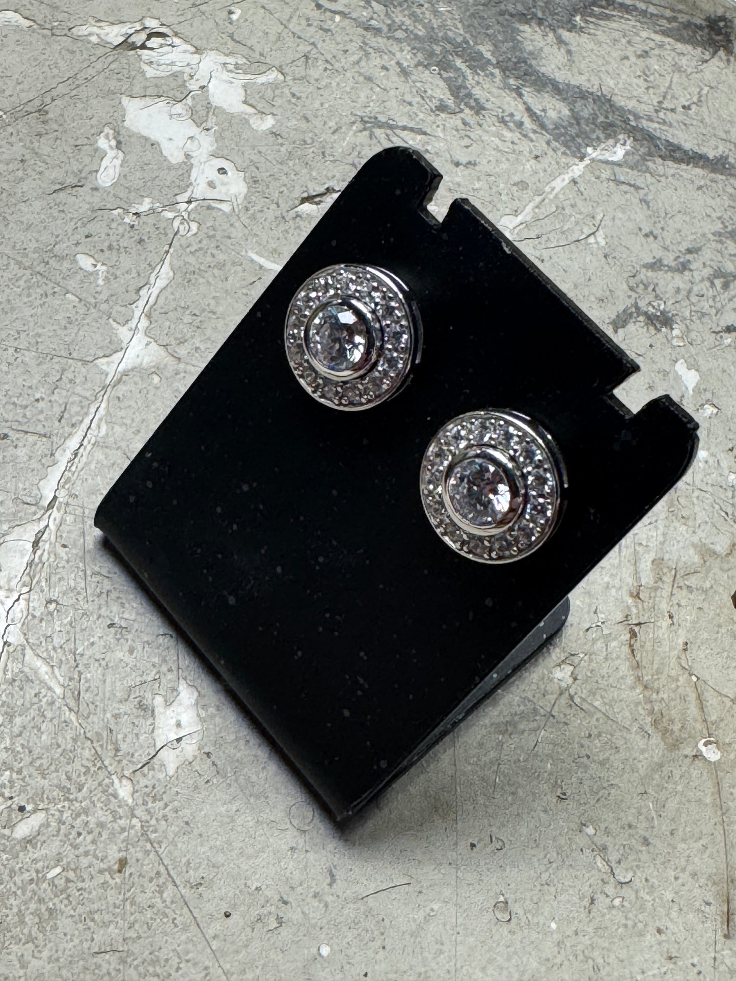 Sterling Silver & Cubic Zirconia Halo Stud Earrings – 925
