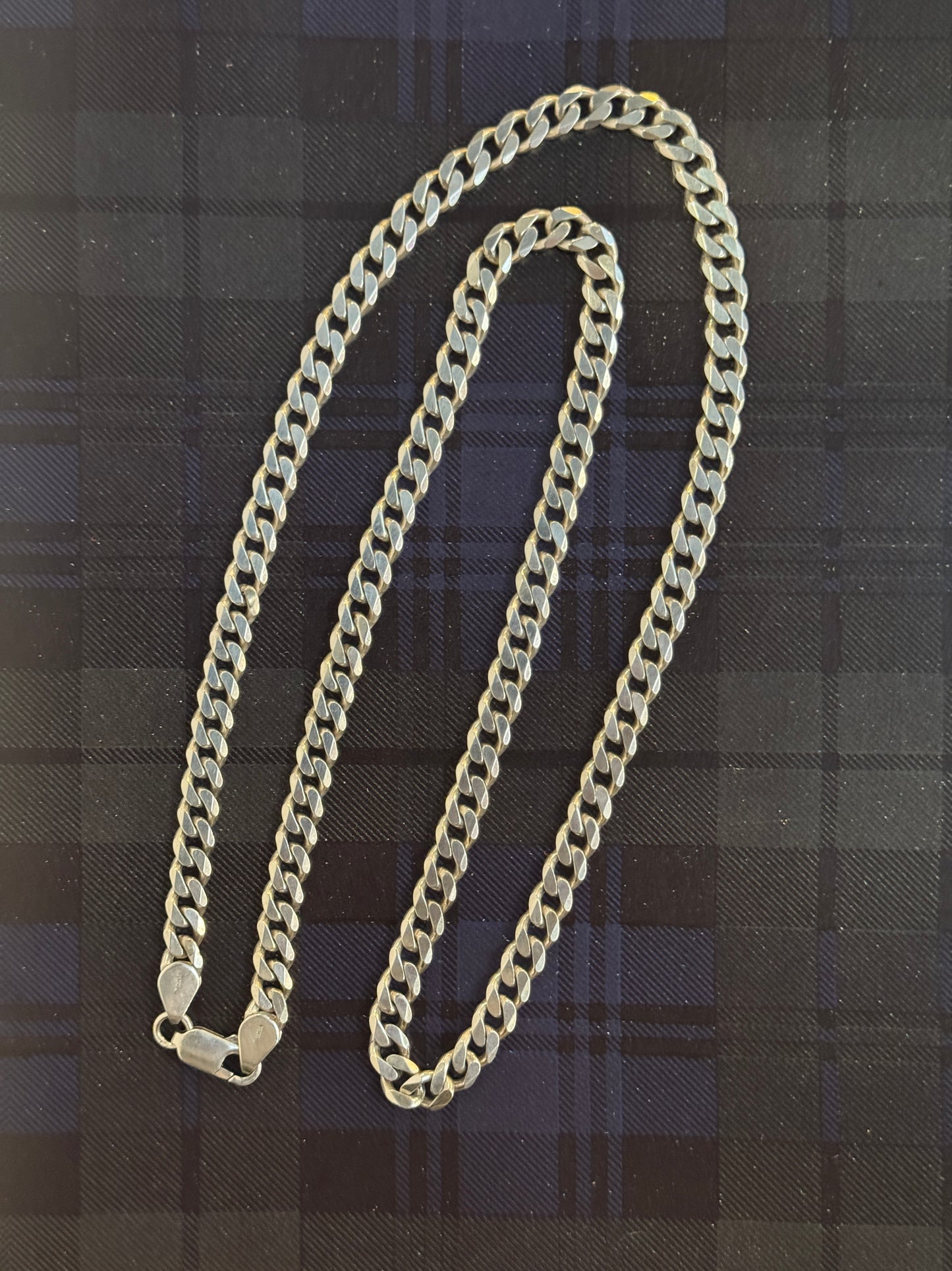 Vintage Solid Silver Flat Curb Chain