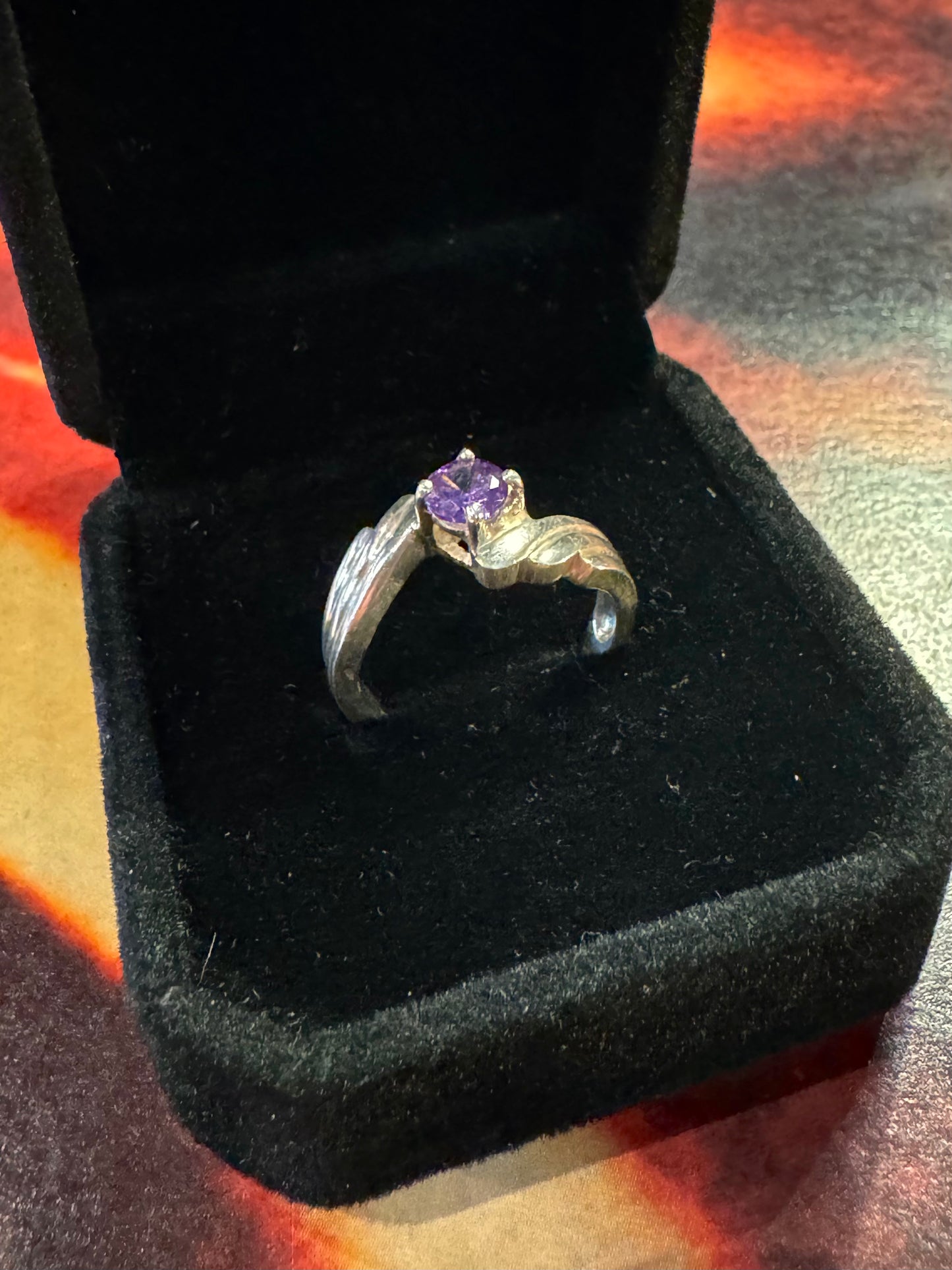 Vintage Amethyst Sterling Silver Ring - 925