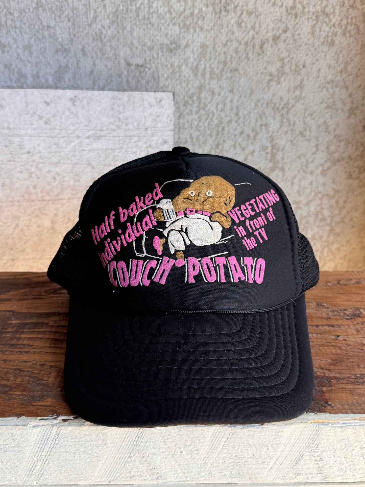 Vintage Coach Potato Graphic Trucker Hat