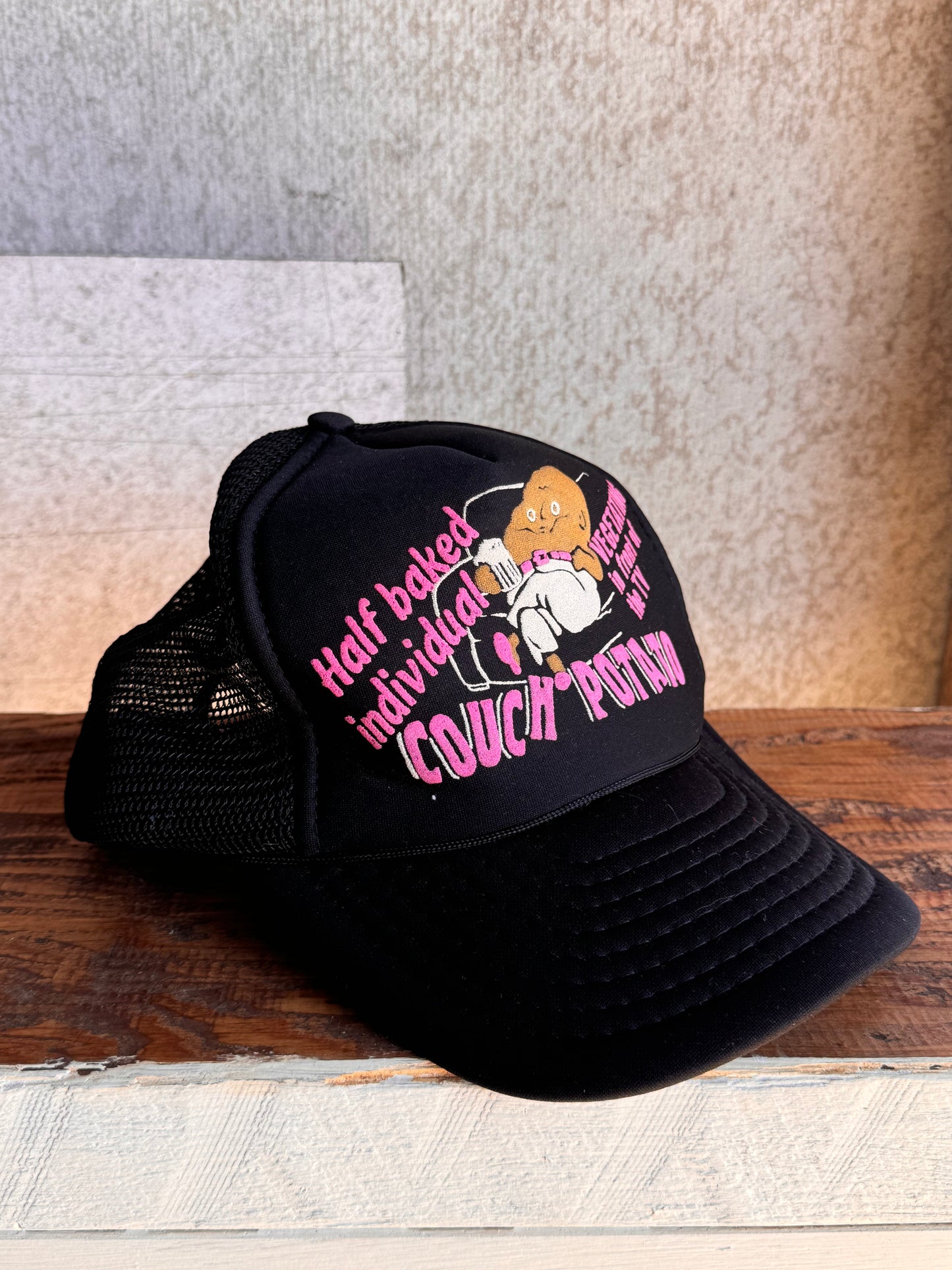 Vintage Coach Potato Graphic Trucker Hat