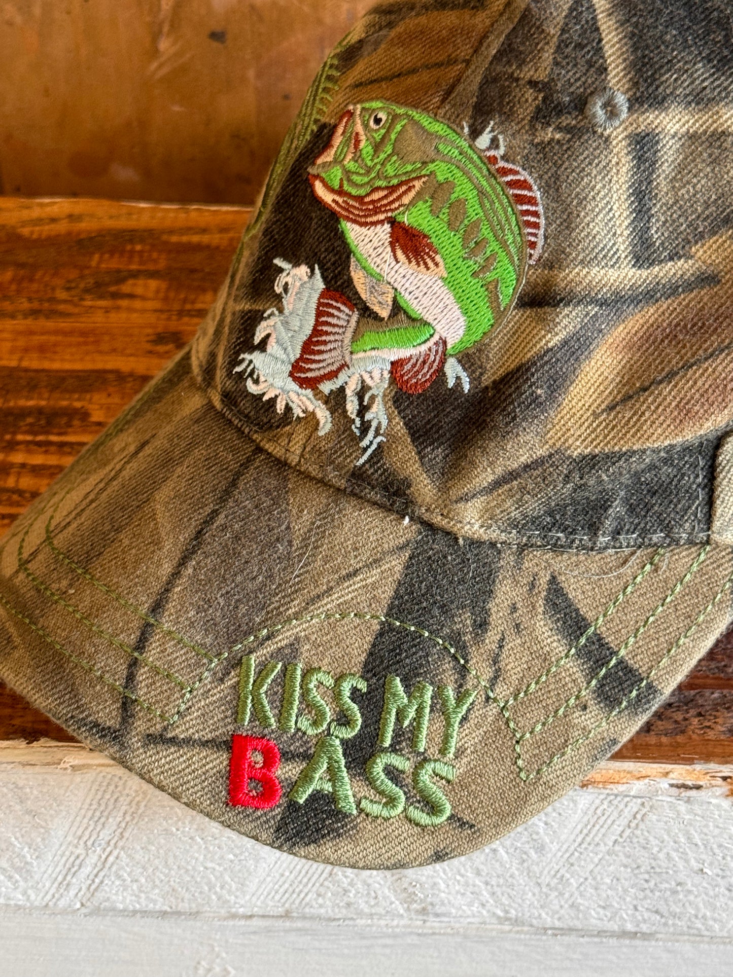 Vintage Kiss My Bass Camo Hat