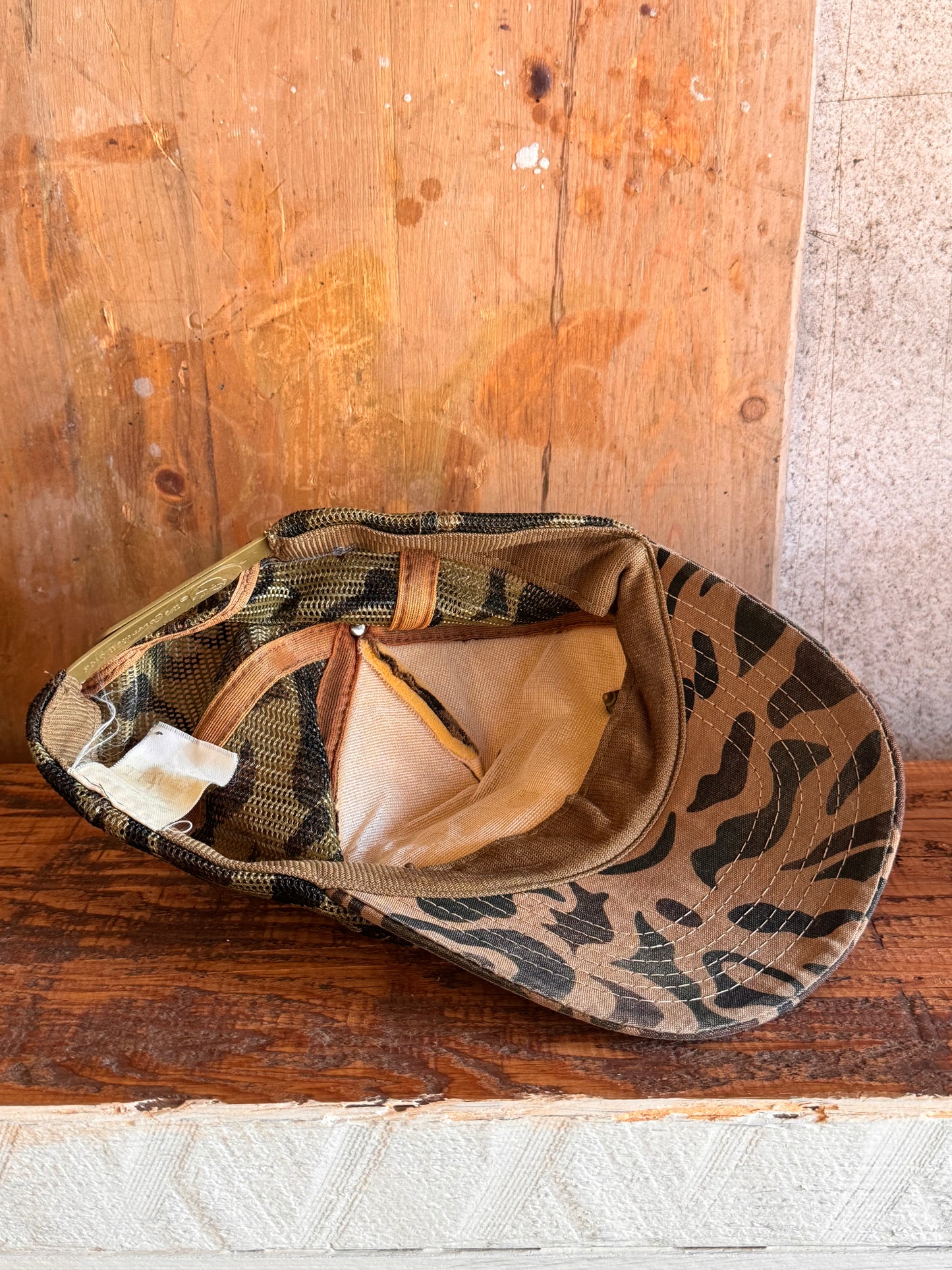 Vintage Camo Trucker Hat with Enamel Pins