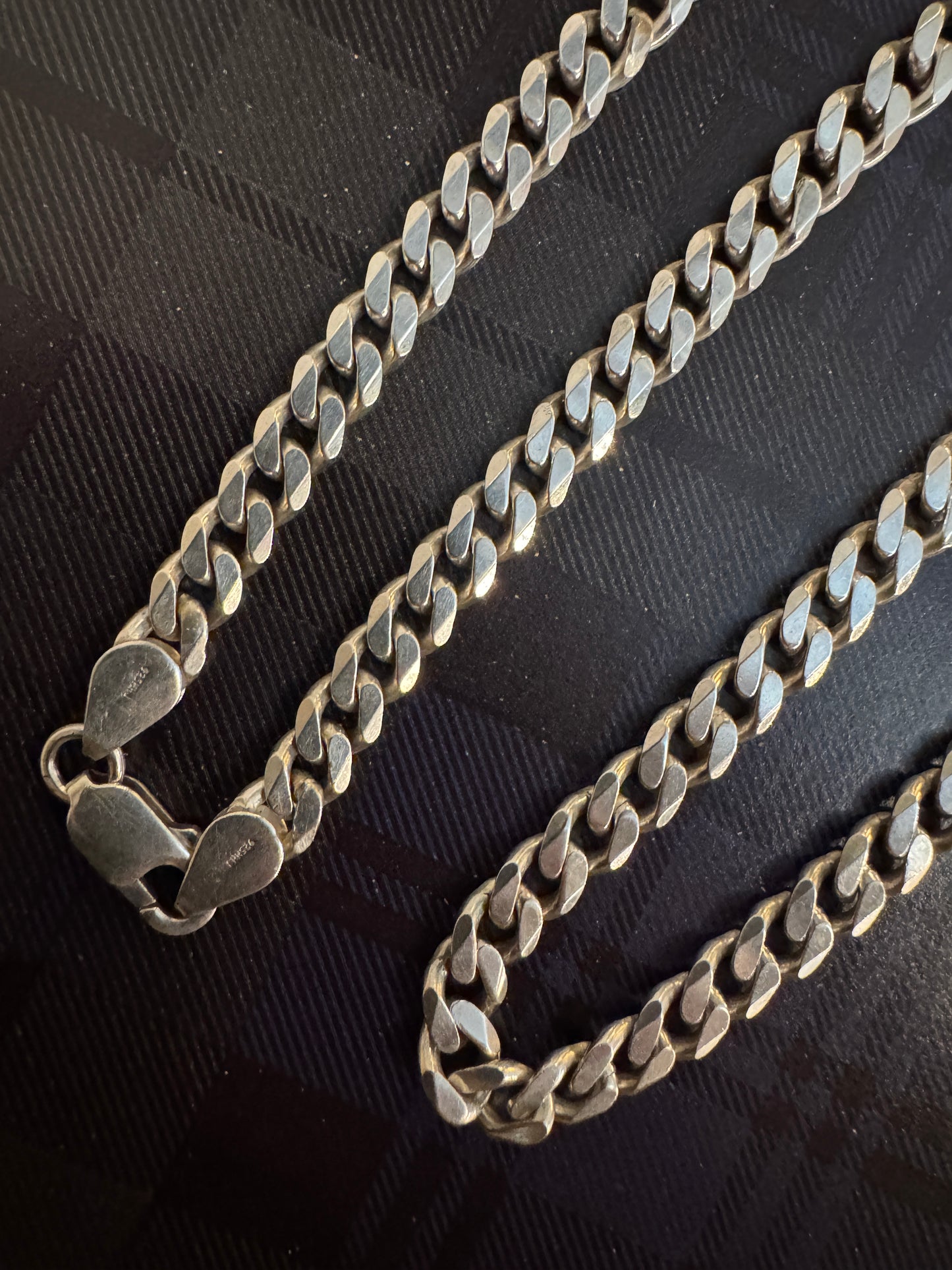Vintage Solid Silver Flat Curb Chain