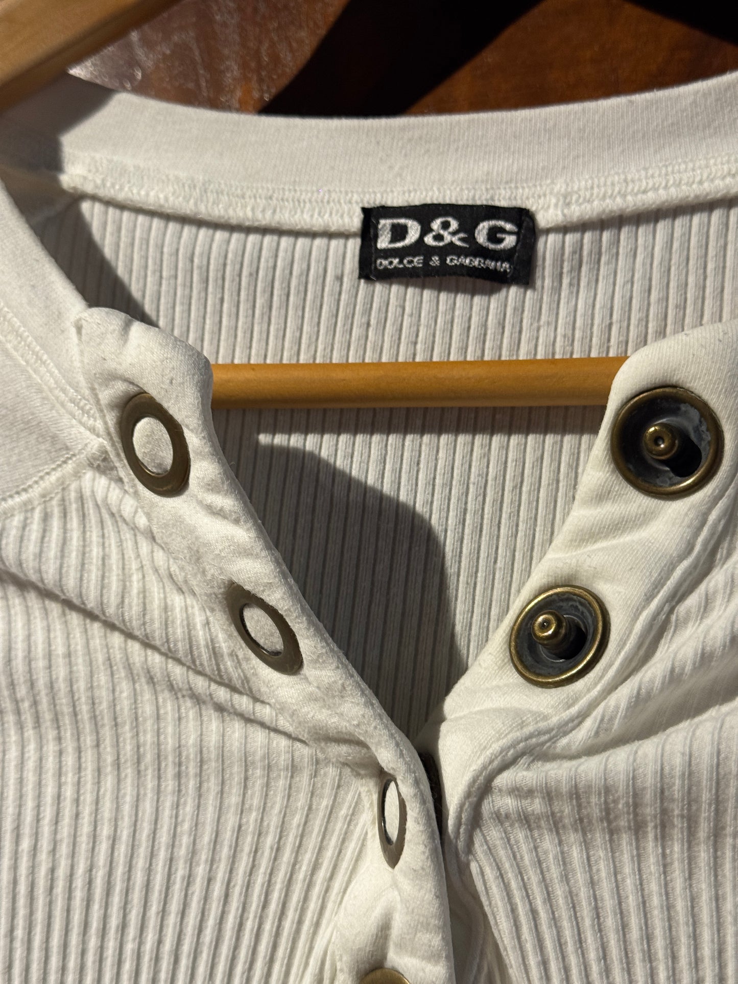 Vintage Dolce & Gabbana Ribbed Henley Long Sleeve Top