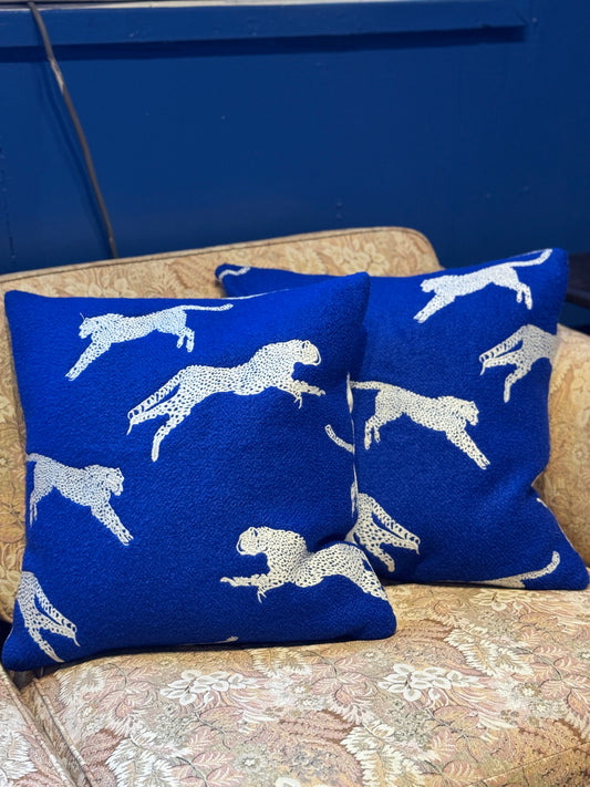 Blue Leopard Cushion 45x45cm