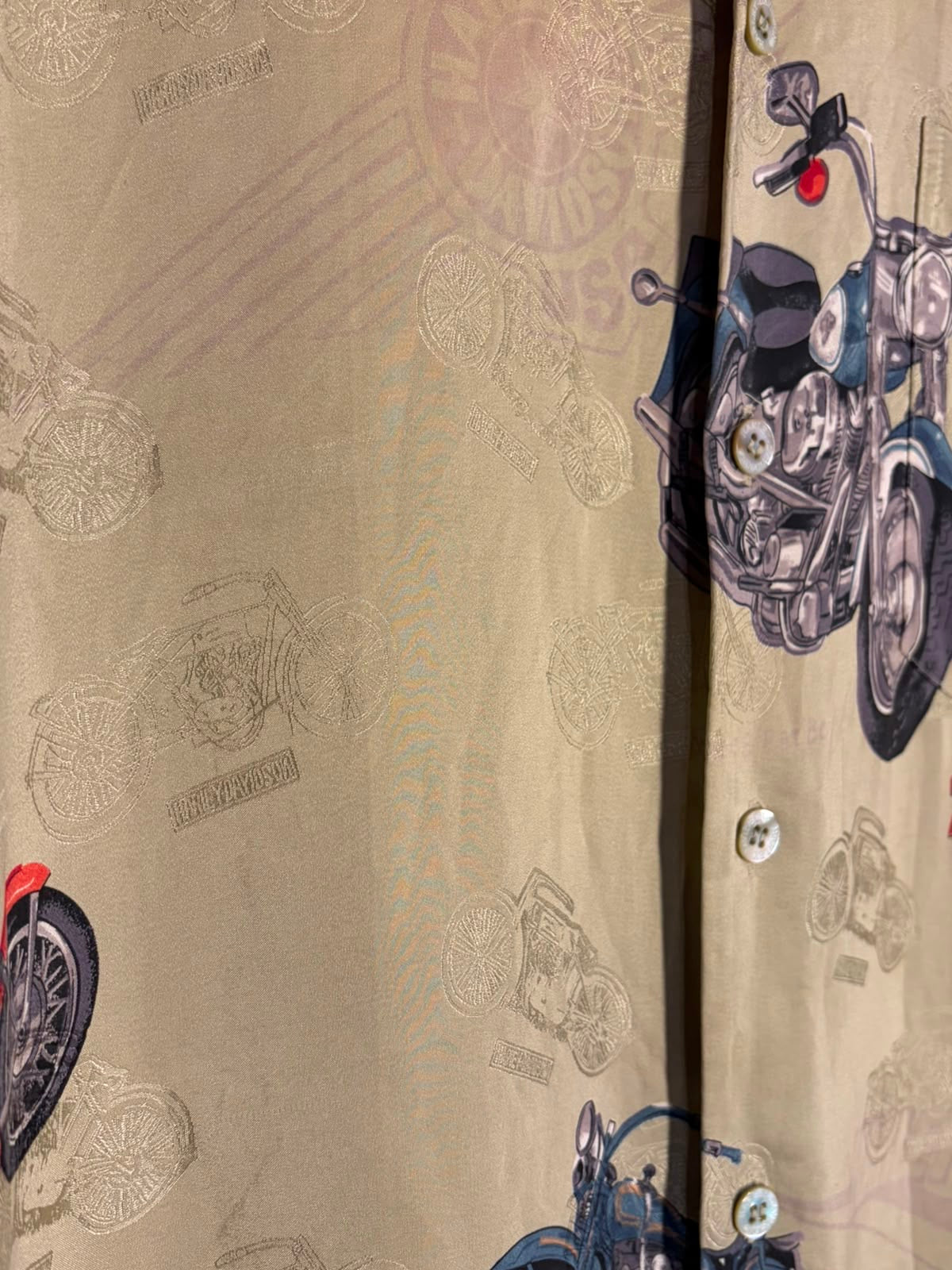 Harley-Davidson Motorcycle Print Silk Shirt [M]