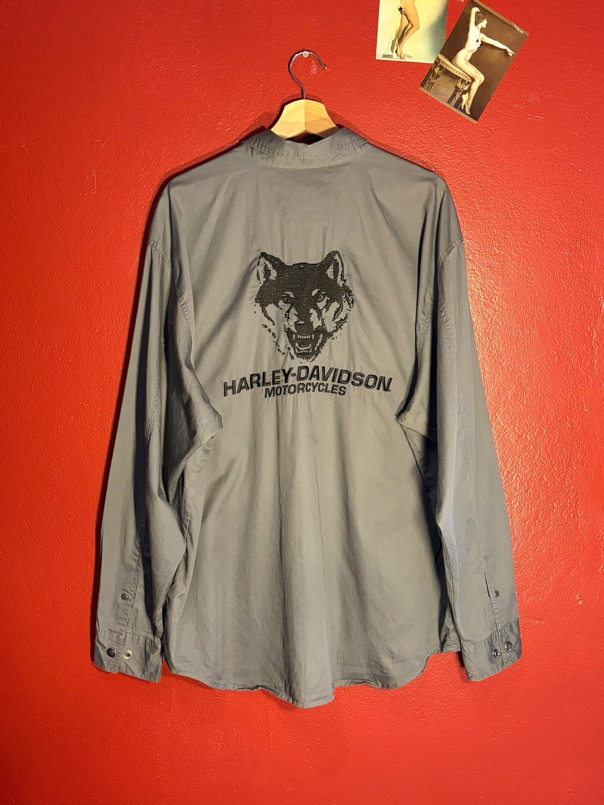 Harley-Davidson Wolf Embroidered Long-Sleeve Shirt [XL]