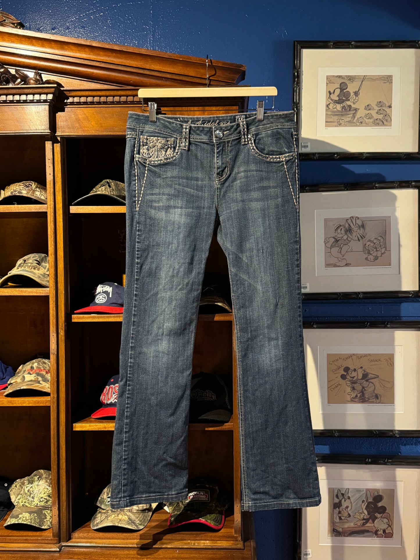 LA Idol USA Rhinestone Bootcut Jeans – Dark Wash (13)