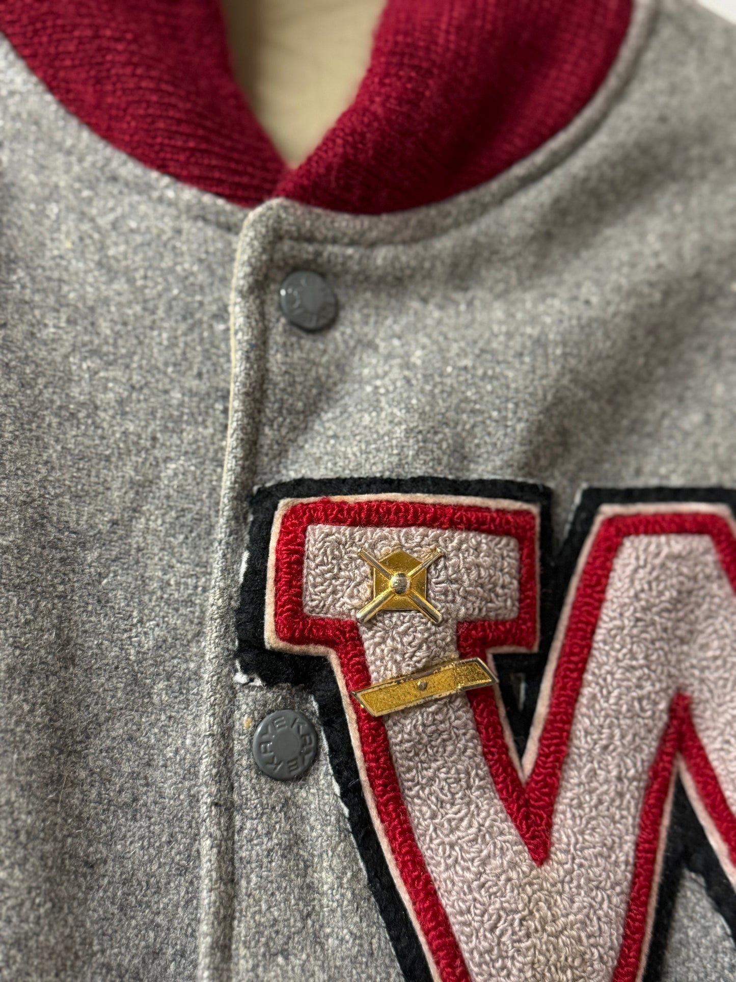 Kaye Bros Chenille Leather Varsity Jacket - Made in USA [M]