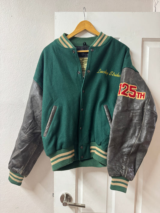 Vintage Lucky Strike x Roots Wool & Leather Varisty Jacket - Made in Canada [L]