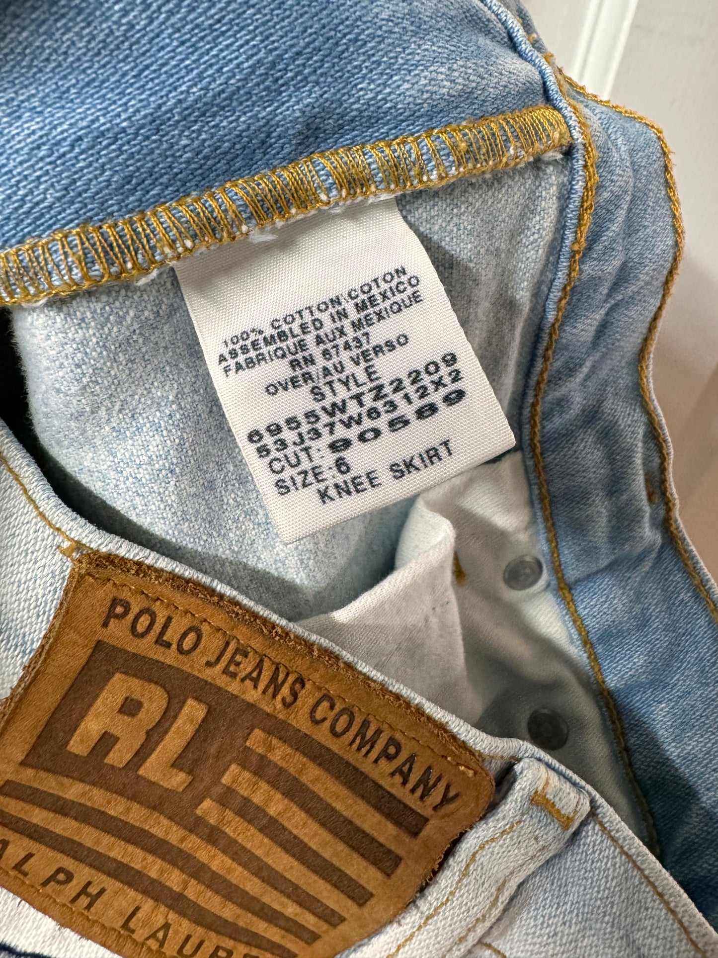 POLO Ralph Lauren Acid Wash Denim Skirt [AU 12]