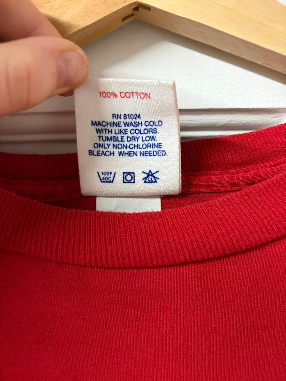 Red Champion Womens Cropped Heavy Cotton Tee - Made in USA [L/XL]