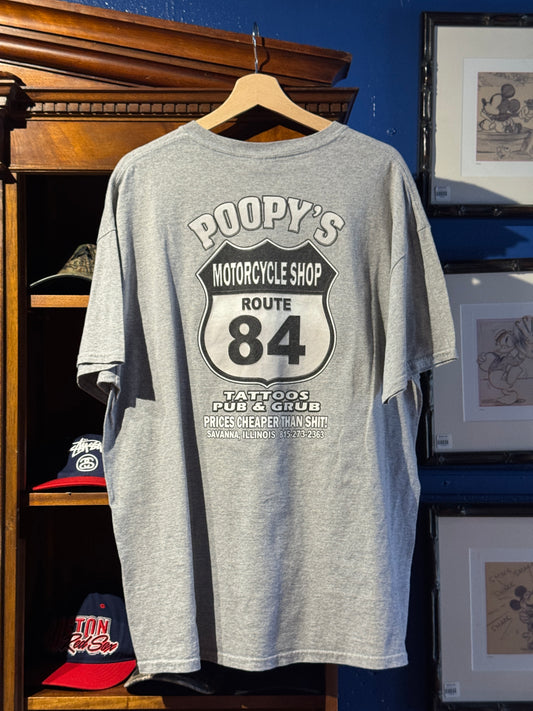 Vintage Poopy’s Motorcycle Shop Tee – XL (Men’s fit)