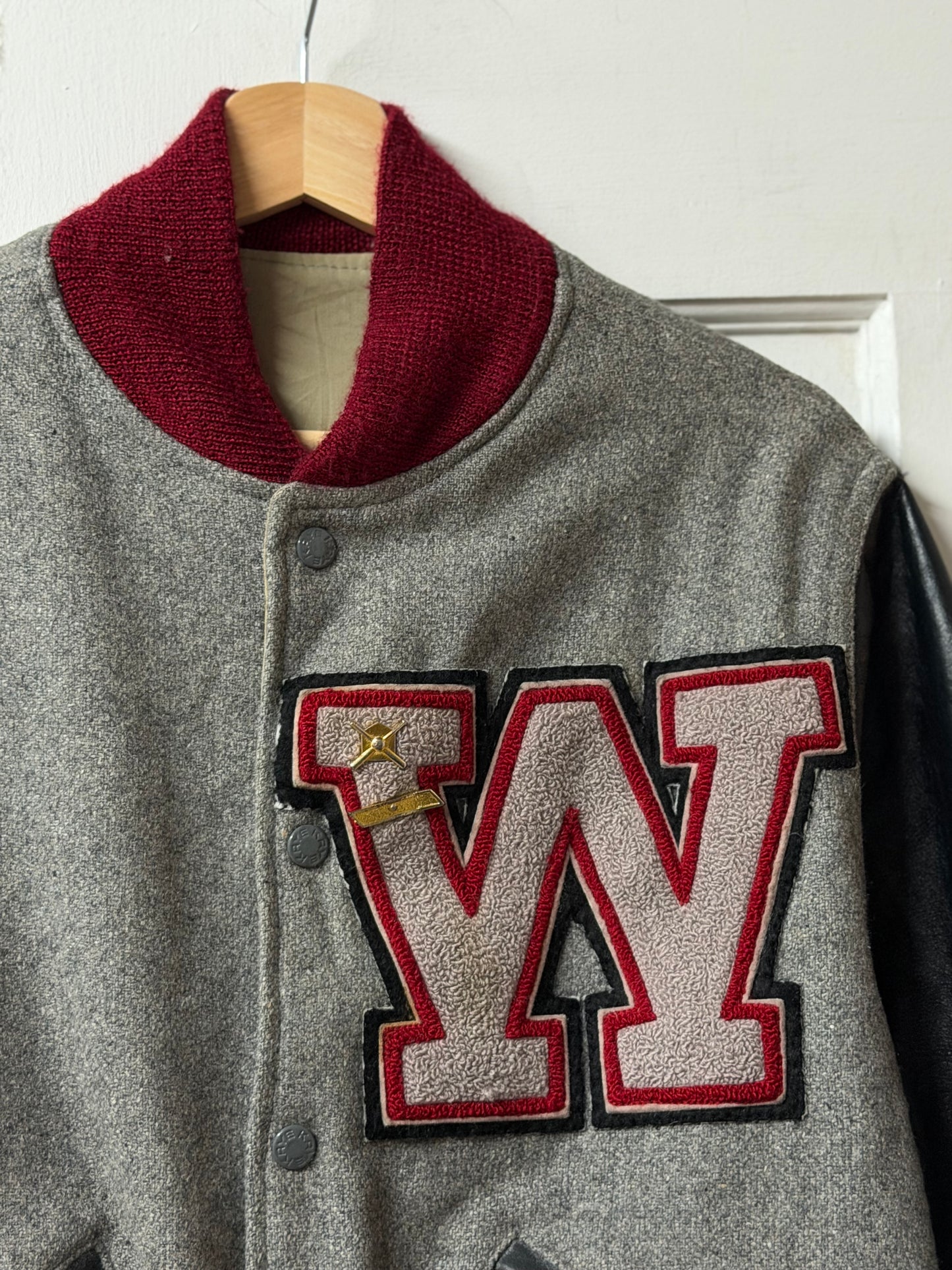 Kaye Bros Chenille Leather Varsity Jacket - Made in USA [M]