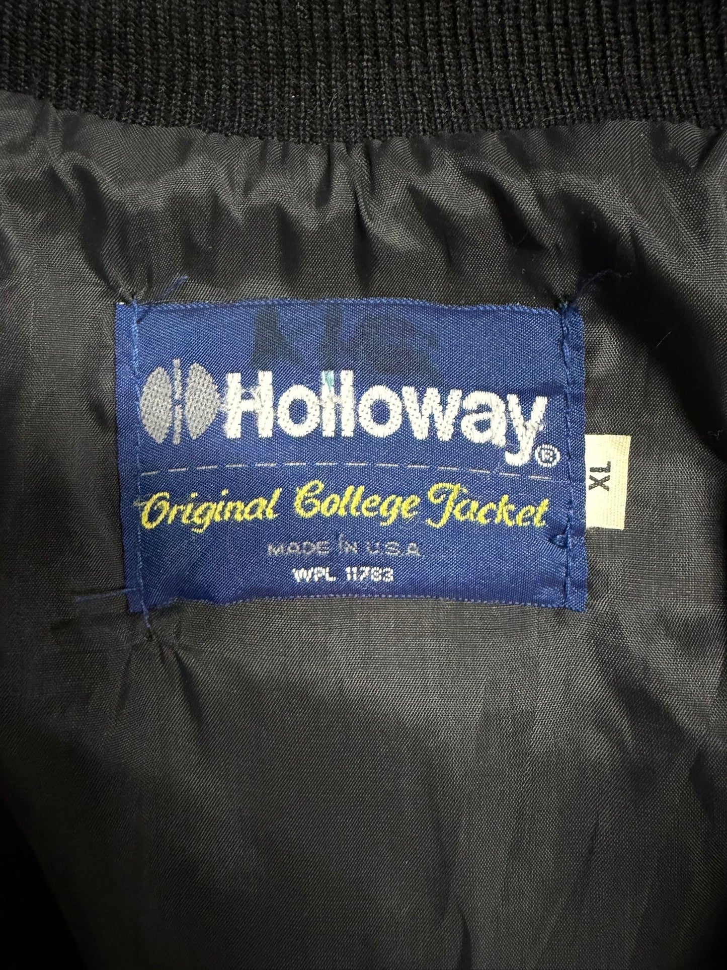 Vintage Holloway Leather Sleeve Varsity Jacket - Made in USA [XL]