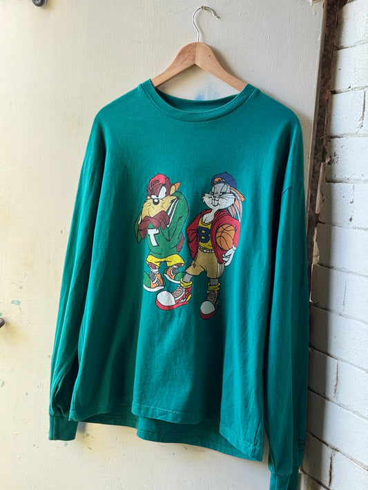 Vintage Looney Tunes Bugs Bunny & Taz Long Sleeve T-shirt [M]
