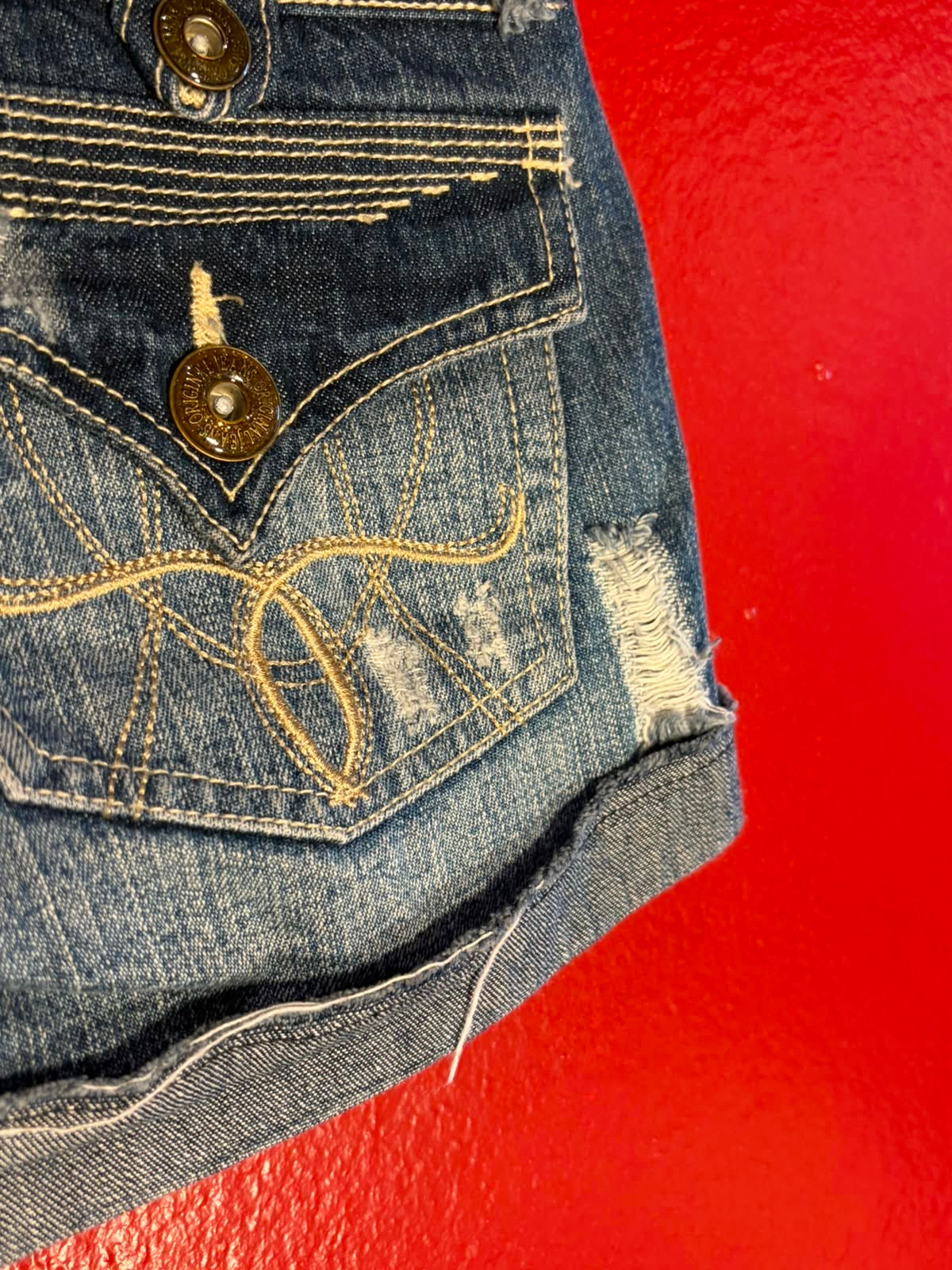 Y2K Sky Bomber Distressed Denim Shorts (AU 6-8)
