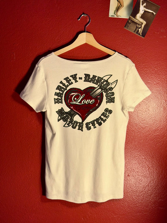 Vintage Harley Davidson Womens Bedazzled Tee - Made in USA [L]