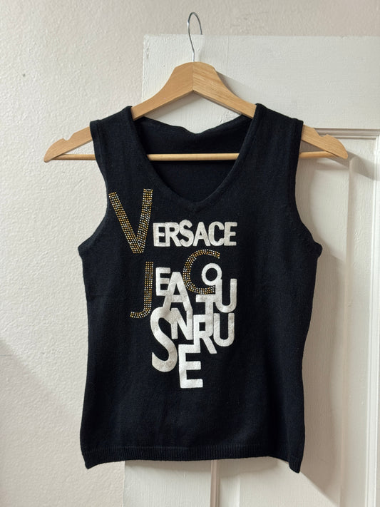 Versace Jeans Couture Rhinestone Knit Tank