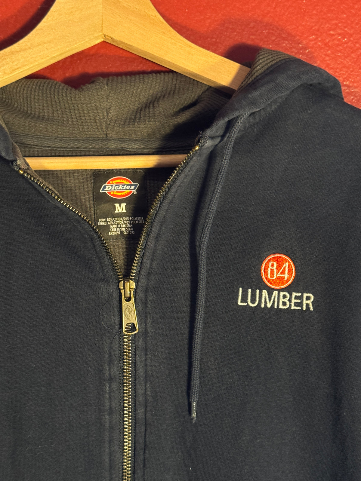 Vintage Dickies Embroidered Full Zip Hoodie (M)