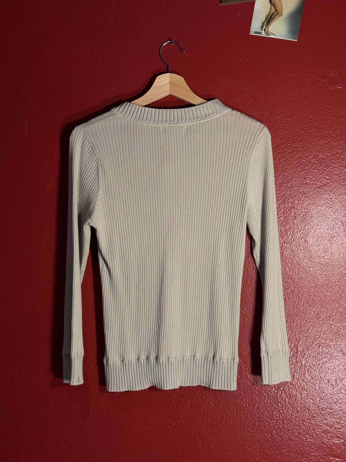 Vintage Burberry Rib Knit Lace-Up Sweater - Size 2 (AU 8)