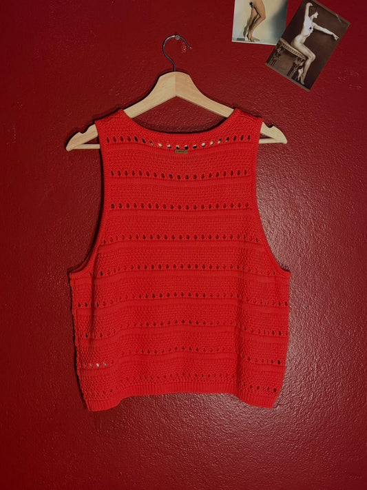 Levi's Red Open Knit Sleeveless Top - Size XL