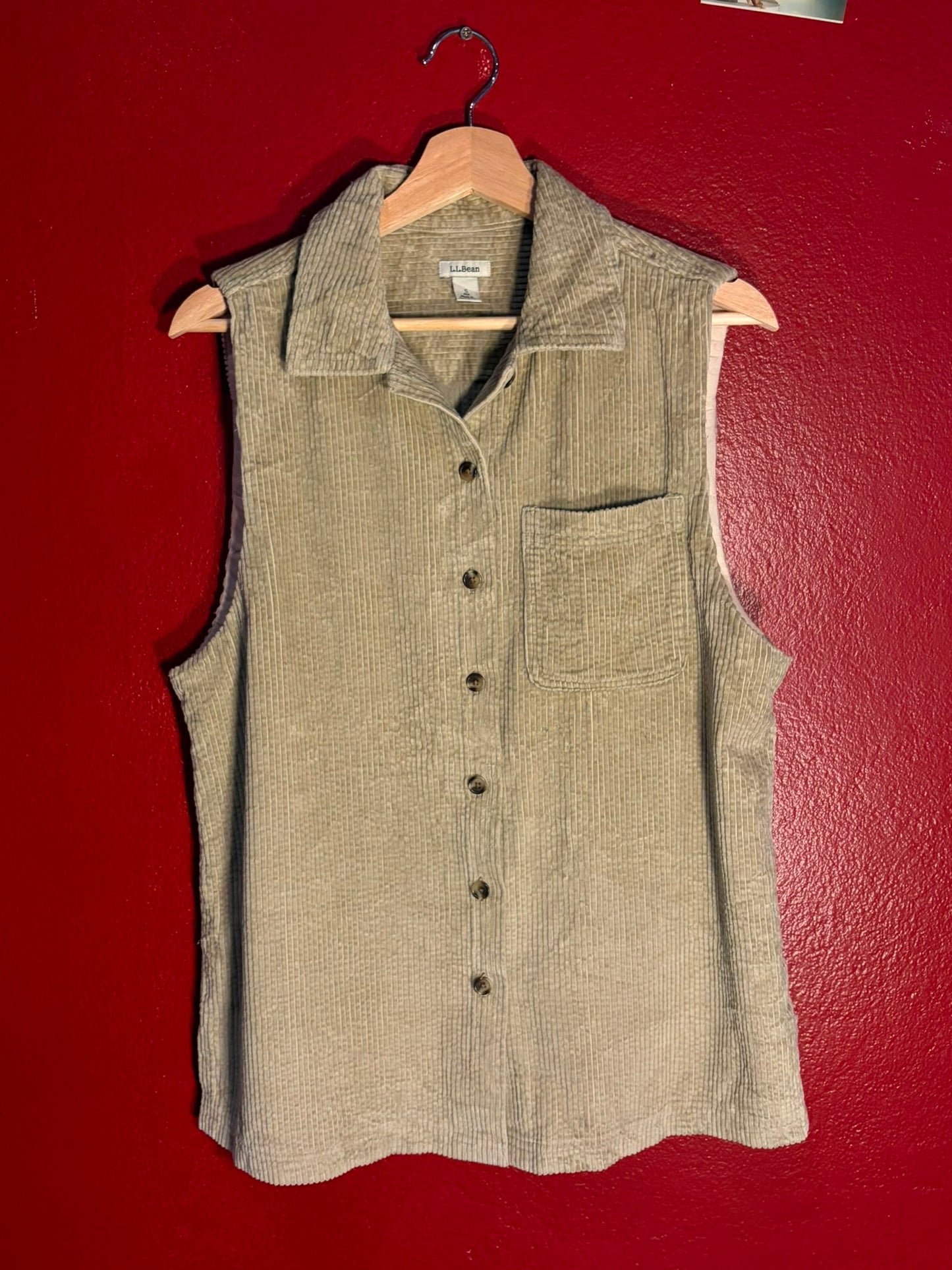 L.L.Bean Corduroy Sleeveless Button Shirt [S]
