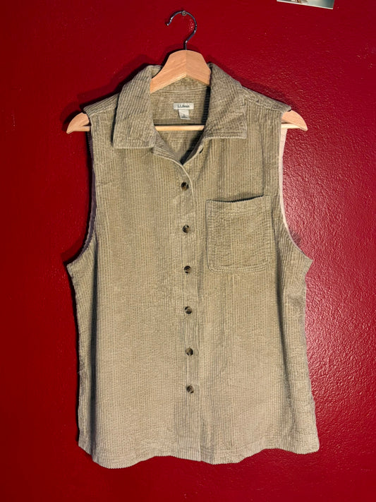 L.L.Bean Corduroy Sleeveless Button Shirt [S]