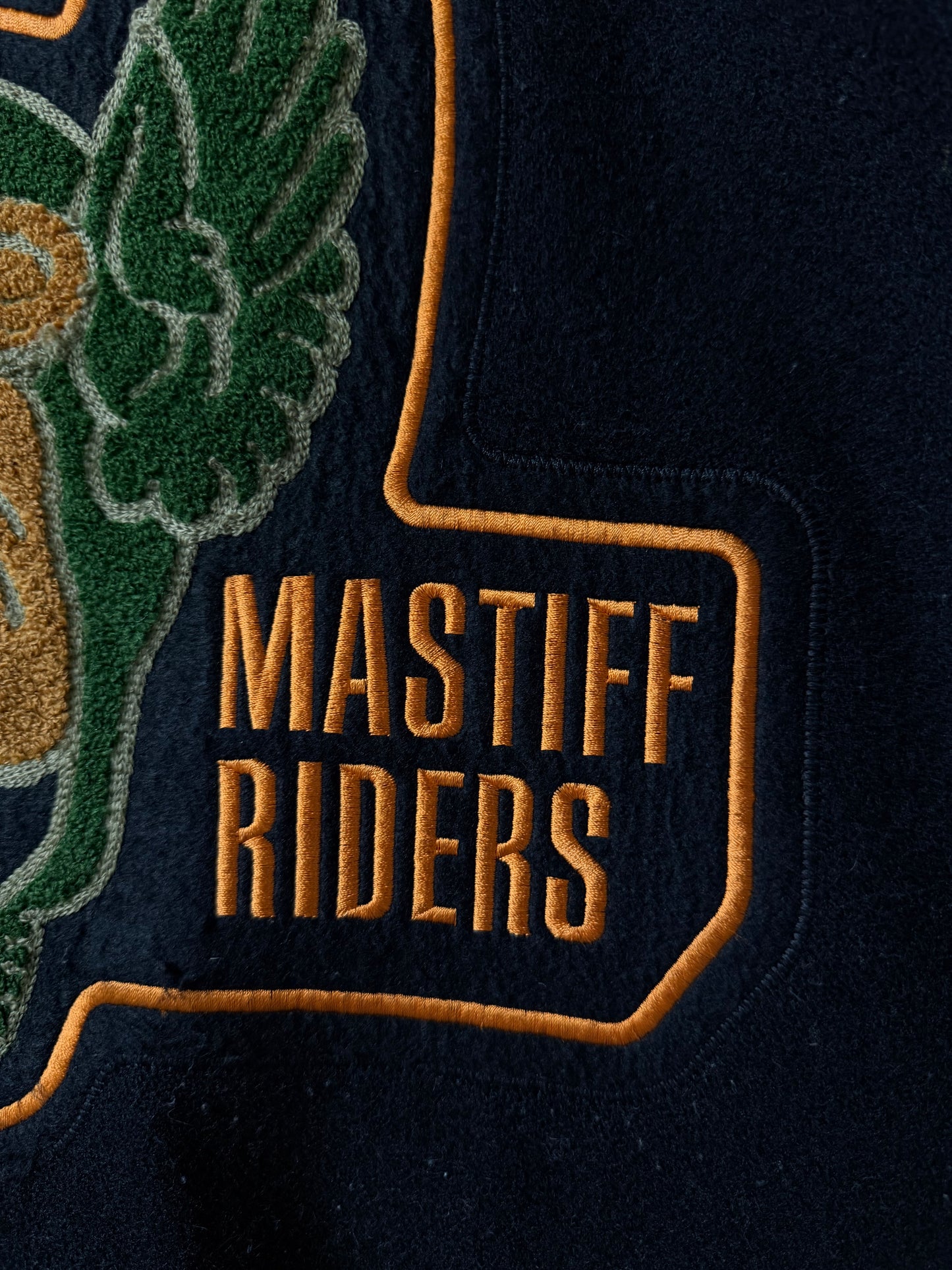 Black 'Mastiff Riders' Varsity Jacket - Made in Japan [L]