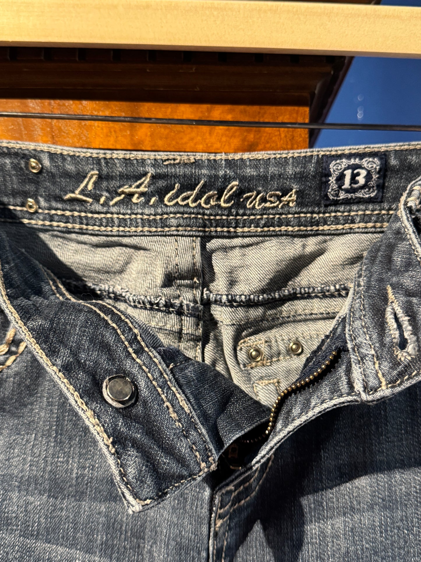 LA Idol USA Rhinestone Bootcut Jeans – Dark Wash (13)