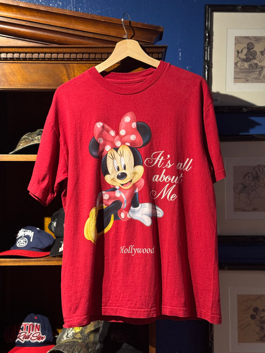 Minnie 'It's All About Me' Red Cotton Disney Tee [L]