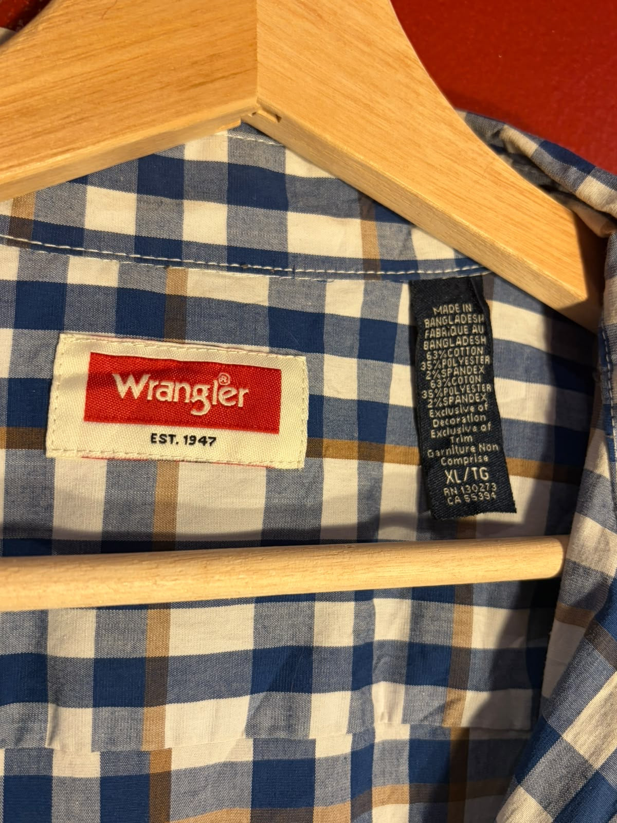 Wrangler Blue & White Check Short Sleeve Shirt [XL]